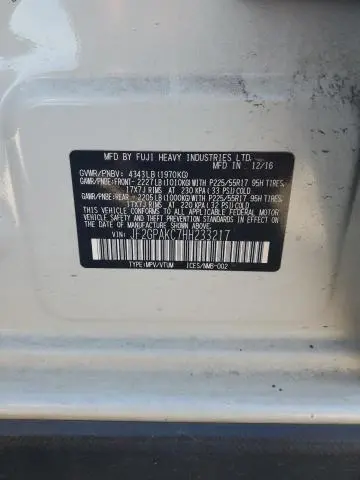 2017 SUBARU CROSSTREK LIMITED  