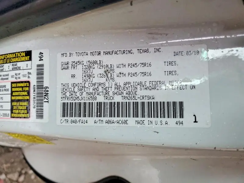 2018 TOYOTA TACOMA ACCESS CAB  