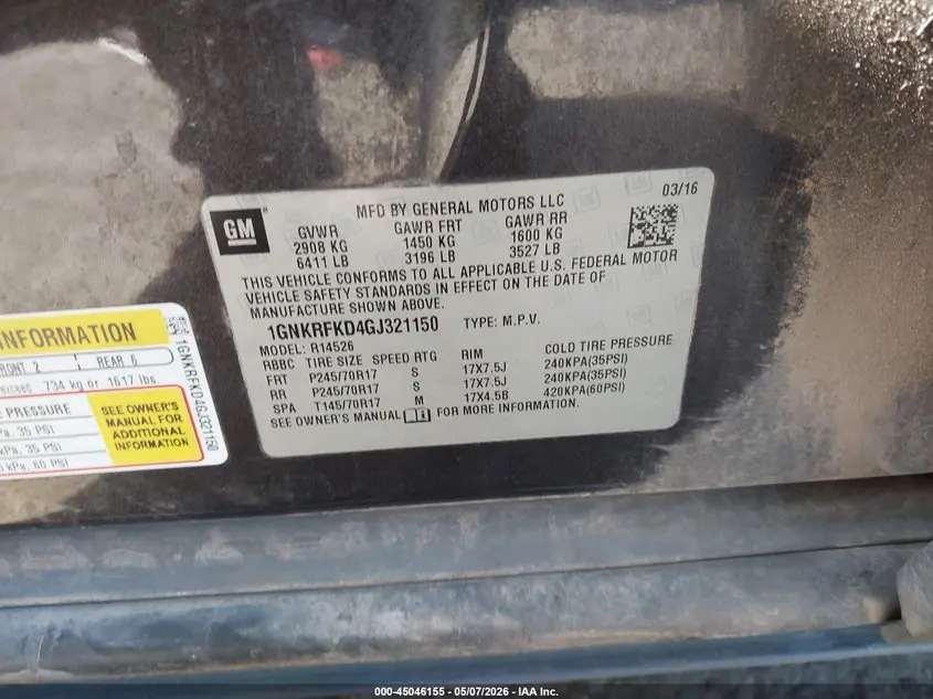 2016 CHEVROLET TRAVERSE LS