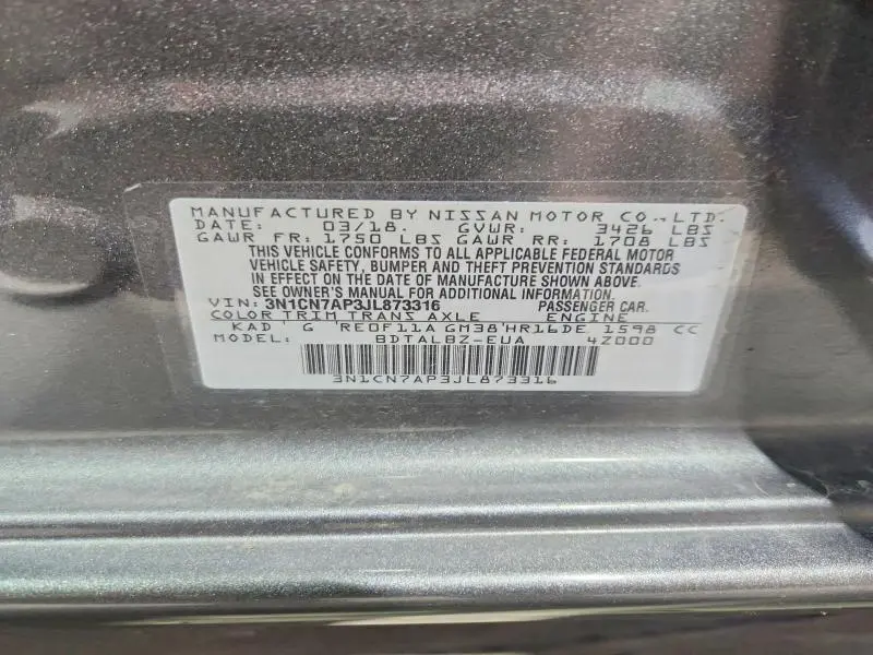 2018 NISSAN VERSA SV  