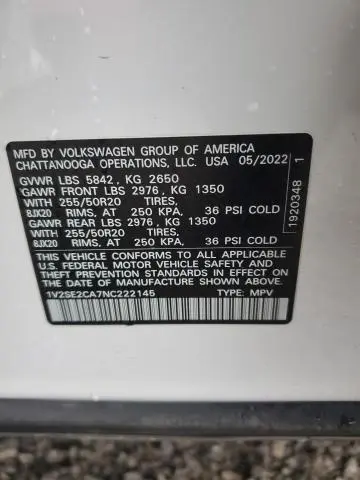 2022 VOLKSWAGEN ATLAS CROSS SPORT SEL R-LINE