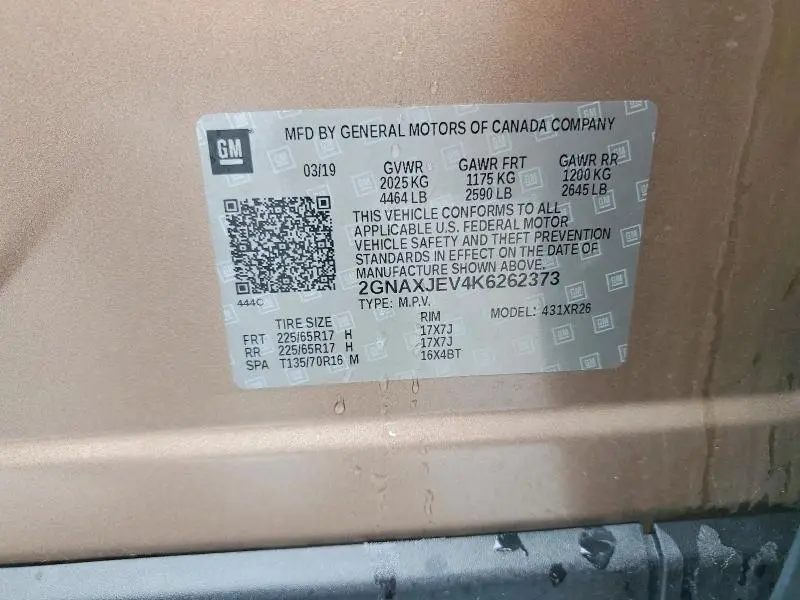 2019 CHEVROLET EQUINOX LT (2FL)  