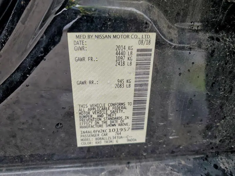 2019 NISSAN ALTIMA EDITION ONE  