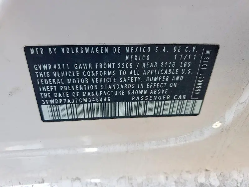 2012 VOLKSWAGEN JETTA SE  
