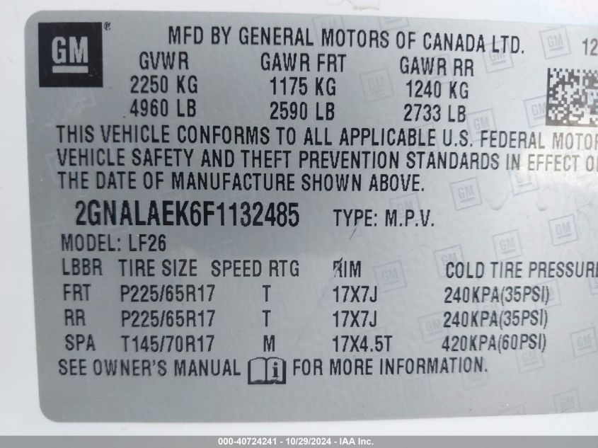 2015 CHEVROLET EQUINOX LS