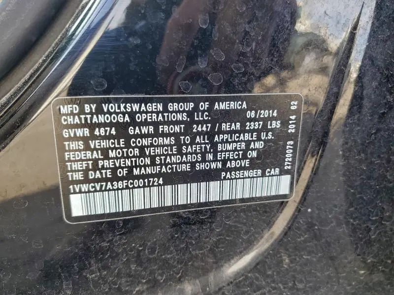 2015 VOLKSWAGEN PASSAT SEL  