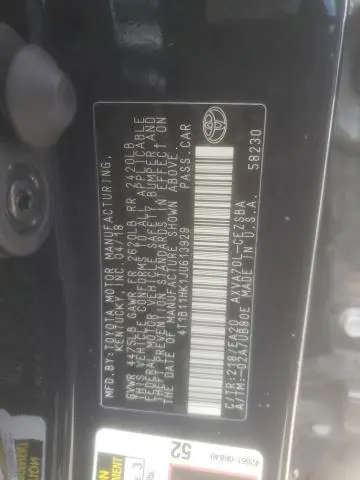 2018 TOYOTA CAMRY L  