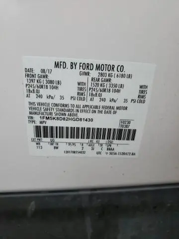 2017 FORD EXPLORER XLT  