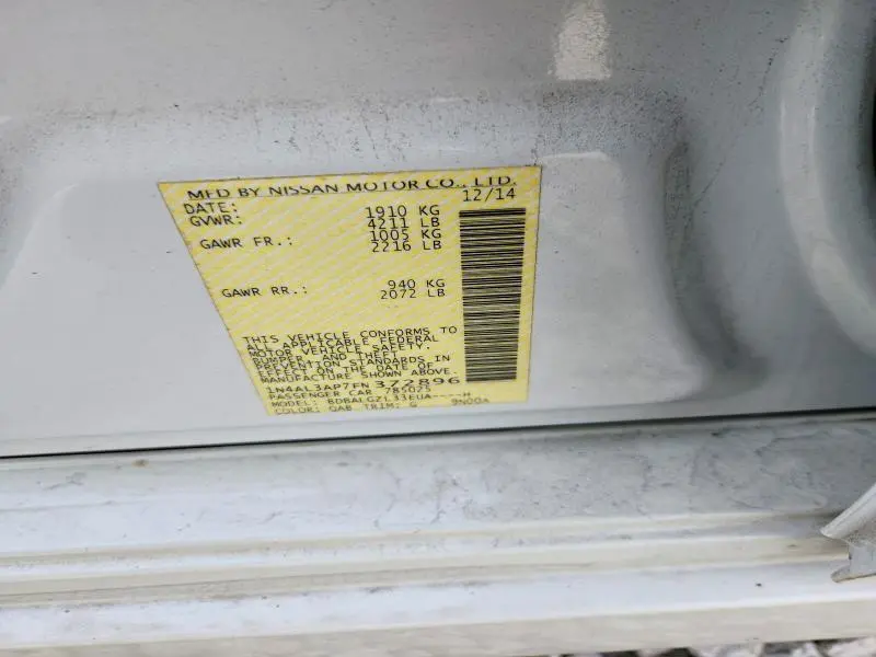 2015 NISSAN ALTIMA 2.5 S  