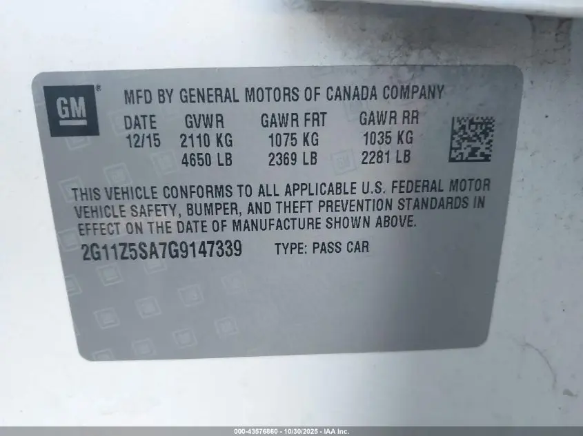 2016 CHEVROLET IMPALA LS