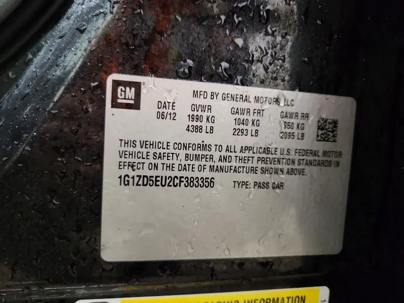 2012 CHEVROLET MALIBU 2LT  