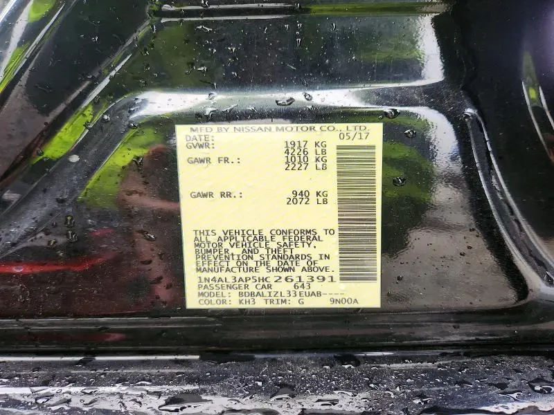 2017 NISSAN ALTIMA 2.5 SV  