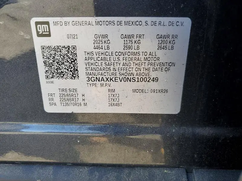 2022 CHEVROLET EQUINOX LT  