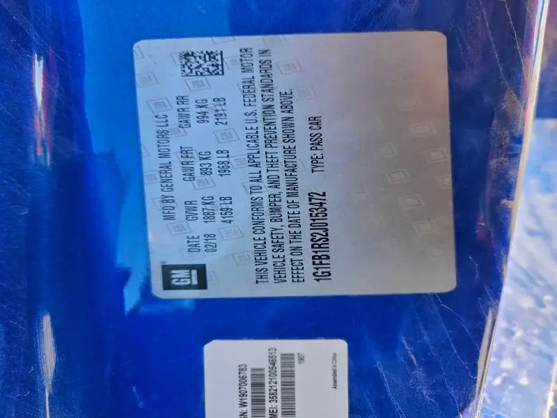 2018 CHEVROLET CAMARO LT  