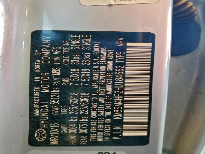 2017 HYUNDAI SANTA FE SE  