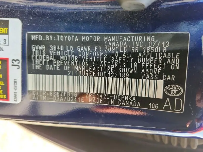 2013 TOYOTA COROLLA LE  