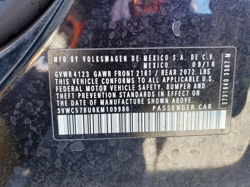 2019 VOLKSWAGEN JETTA S  