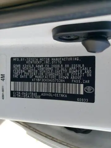 2010 TOYOTA CAMRY BASE  