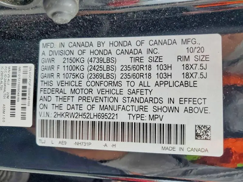 2020 HONDA CR-V EX  