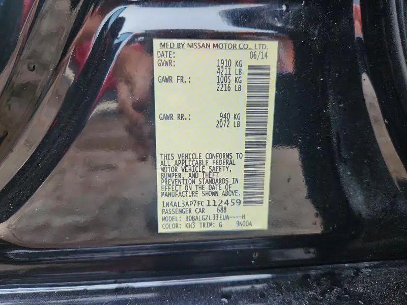 2015 NISSAN ALTIMA 2.5 S  