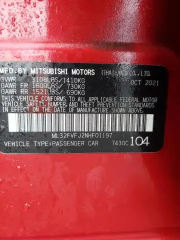 2022 MITSUBISHI MIRAGE G4 SE  