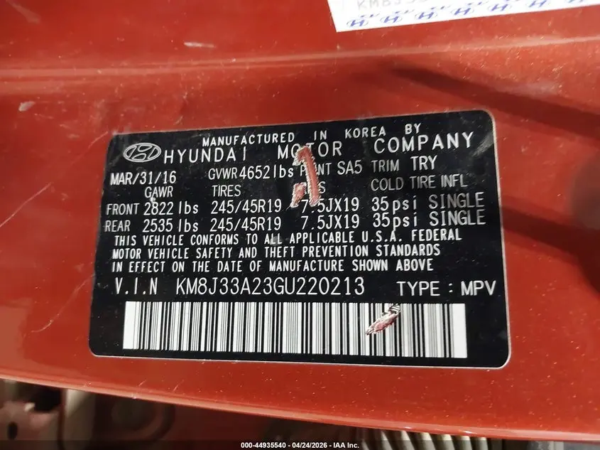 2016 HYUNDAI TUCSON LIMITED