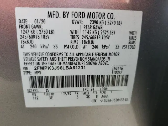 2020 FORD EDGE SEL  