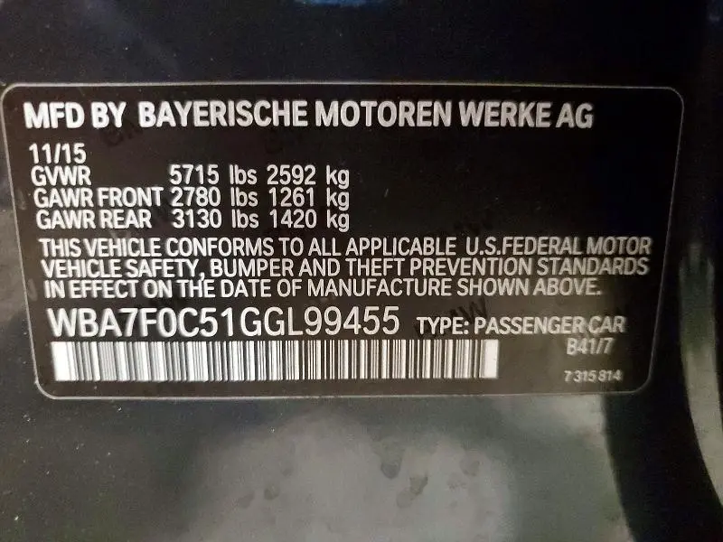 2016 BMW 750 I  