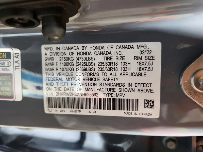 2022 HONDA CR-V EXL  