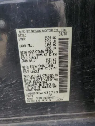 2010 NISSAN FRONTIER CREW CAB SE