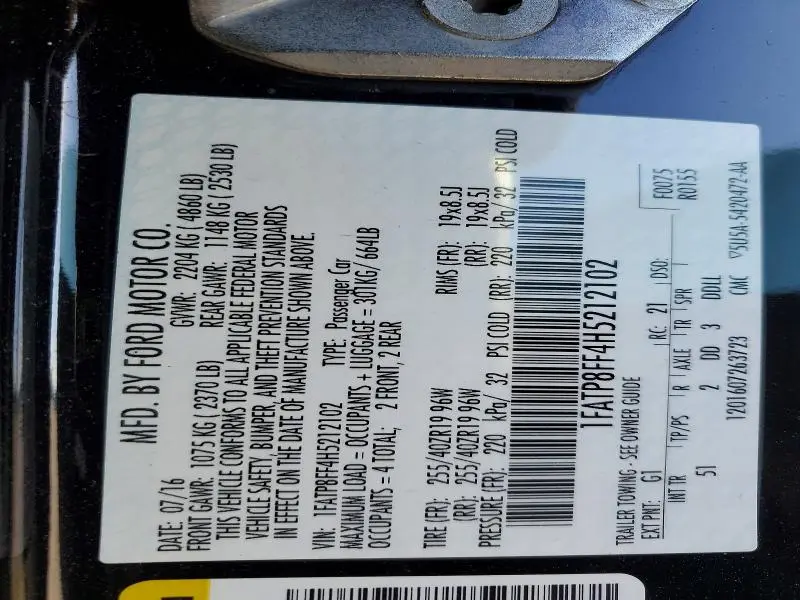 2017 FORD MUSTANG GT  