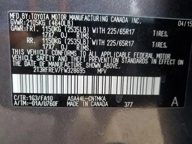 2015 TOYOTA RAV4 XLE  