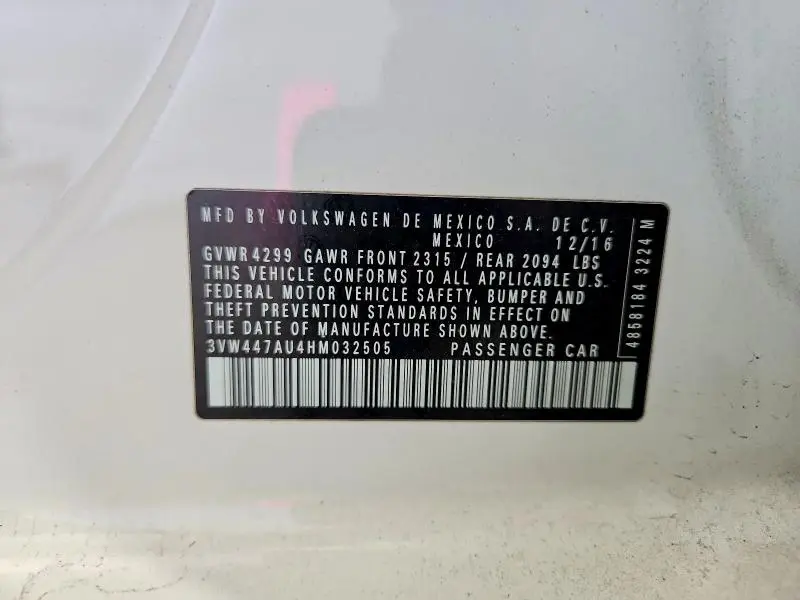 2017 VOLKSWAGEN GTI S/SE  