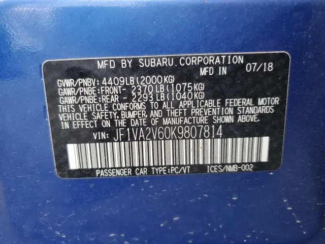 2019 SUBARU WRX STI LIMITED  