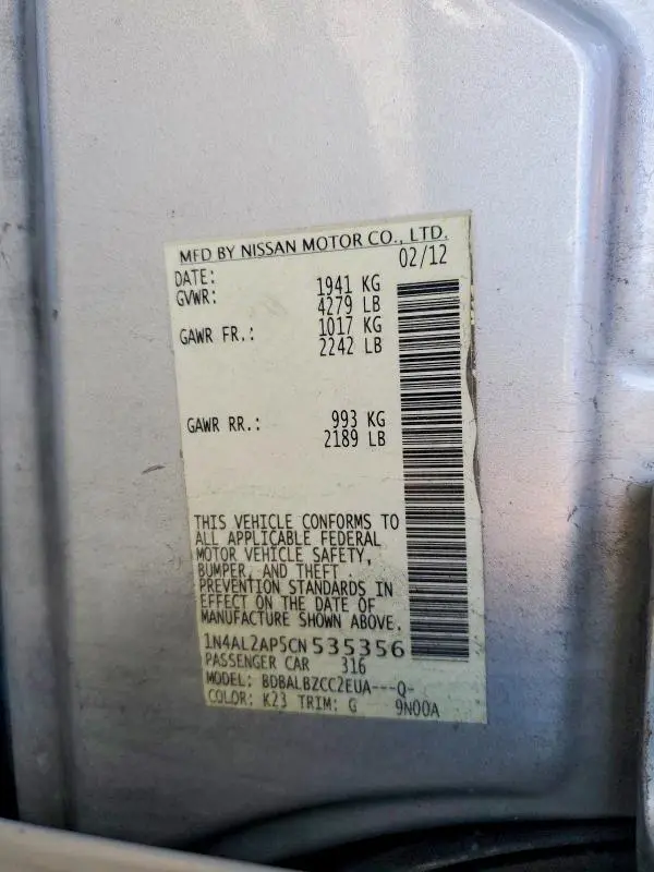 2012 NISSAN ALTIMA 2.5  