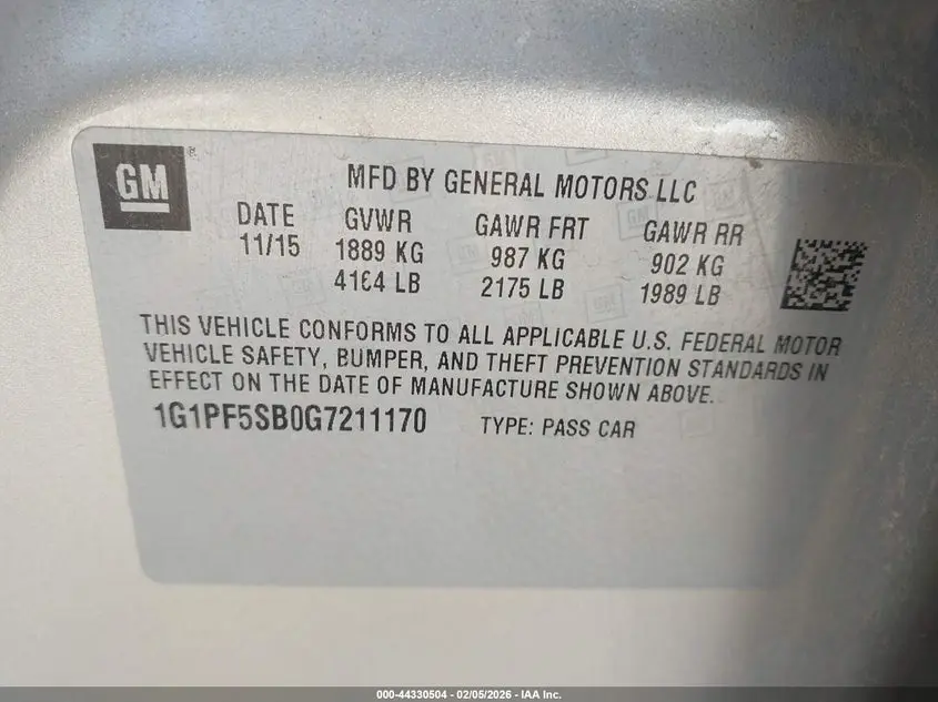 2016 CHEVROLET CRUZE LIMITED 2LT AUTO