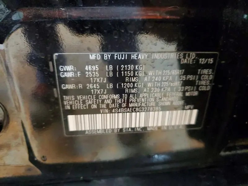 2016 SUBARU OUTBACK 2.5I PREMIUM  