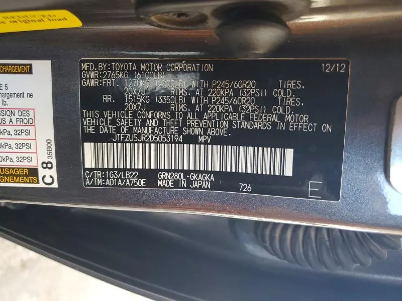 2013 TOYOTA 4RUNNER LIMITED  
