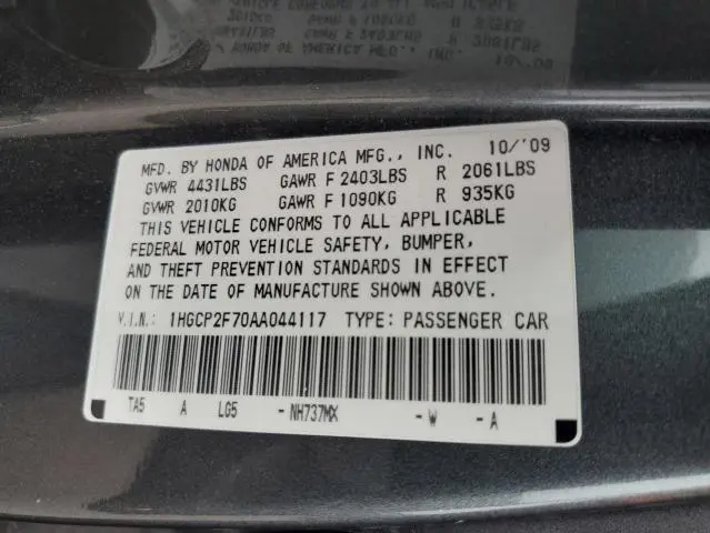 2010 HONDA ACCORD EX  