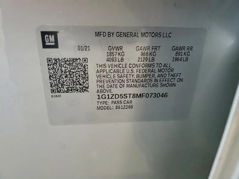 2021 CHEVROLET MALIBU LT  