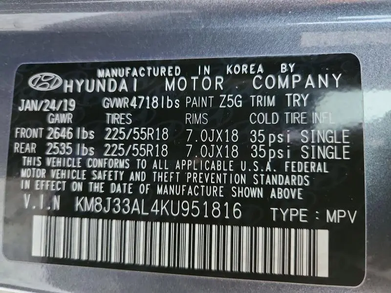 2019 HYUNDAI TUCSON LIMITED  