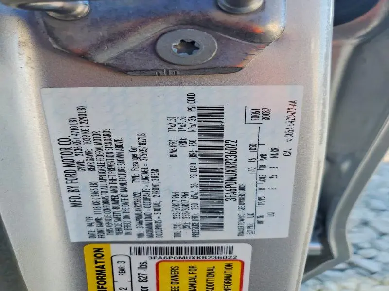 2019 FORD FUSION SEL  