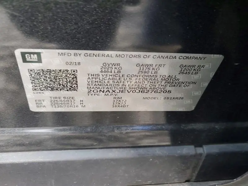 2018 CHEVROLET EQUINOX LT  