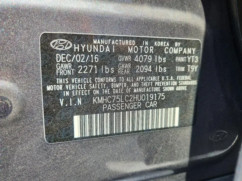 2017 HYUNDAI IONIQ SEL  