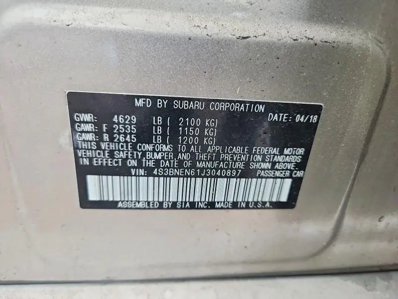 2018 SUBARU LEGACY 3.6R LIMITED  