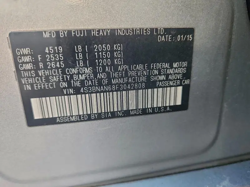 2015 SUBARU LEGACY 2.5I LIMITED  