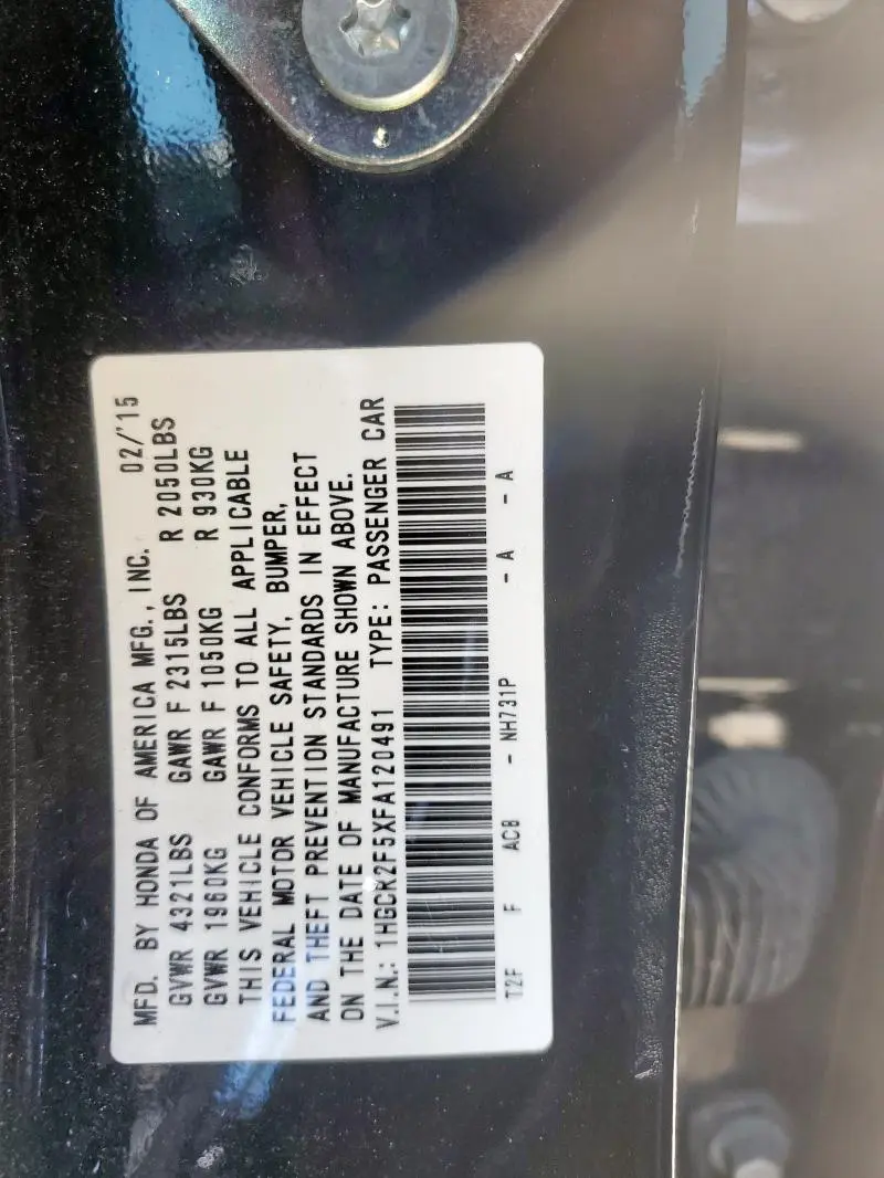 2015 HONDA ACCORD SPORT  