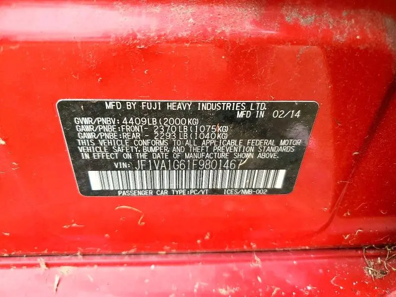 2015 SUBARU WRX LIMITED  