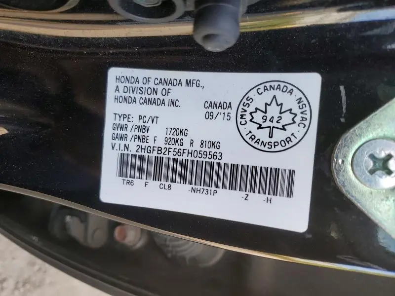2015 HONDA CIVIC LX  