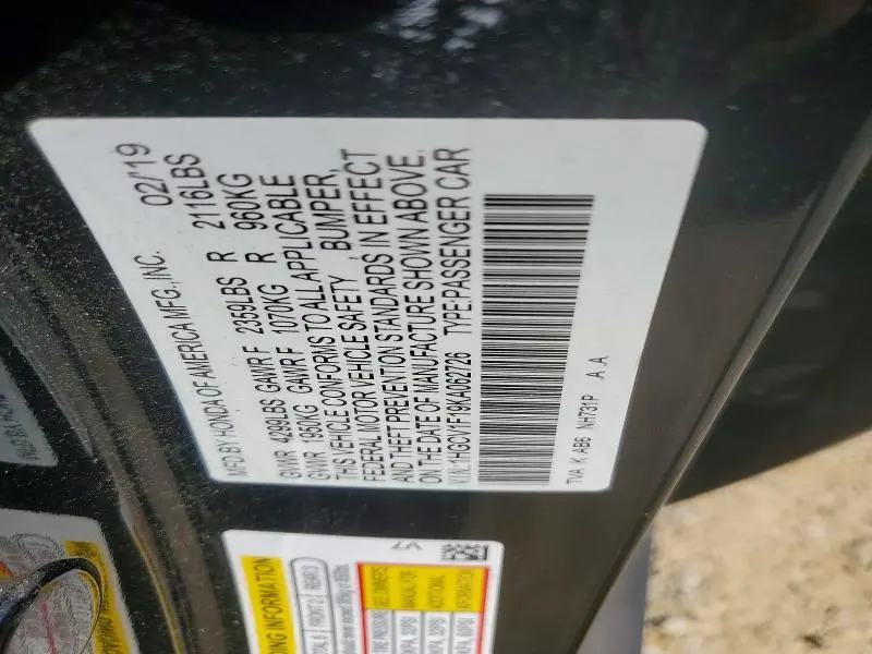 2019 HONDA ACCORD   